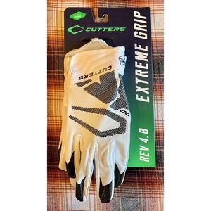 New! Cutters Rev 4.0 Receiver Gloves White/Black Adult Large‎ Extreme Grip